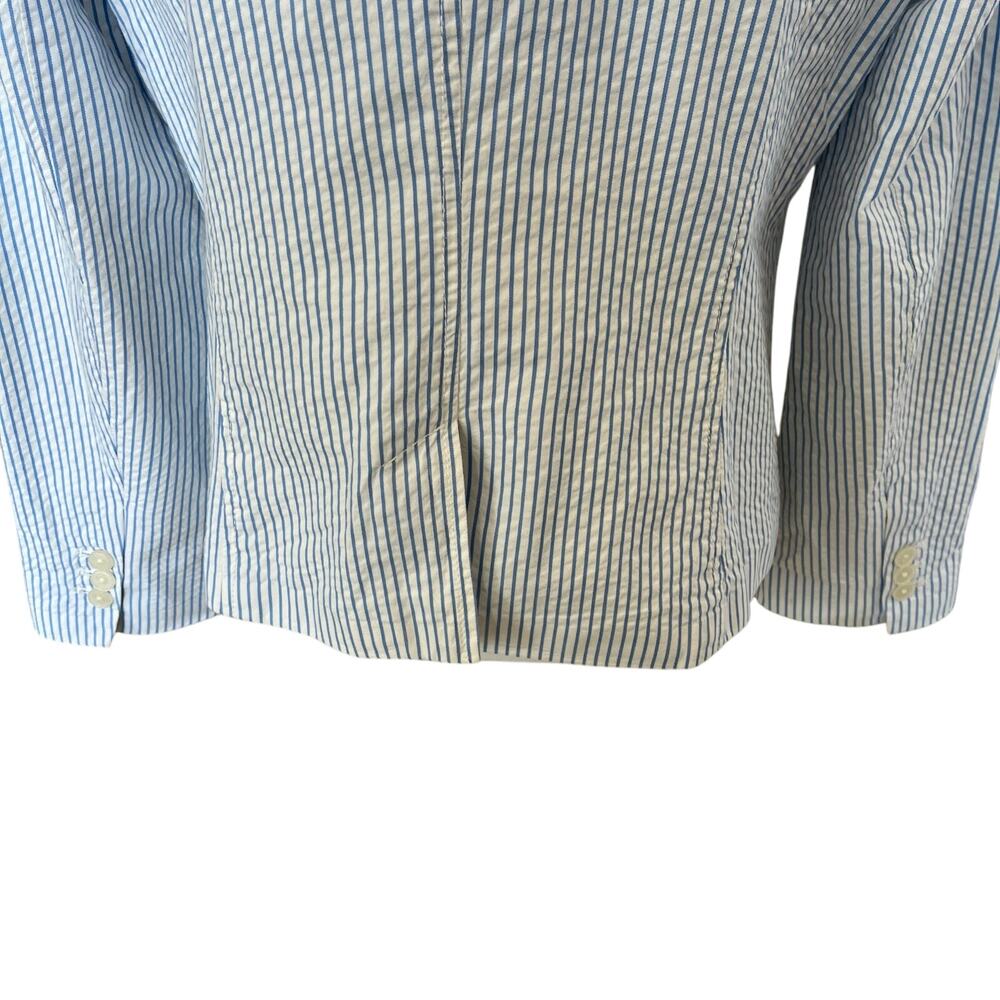 Tommy Hilfiger Blazer Women's Size Large Blue White Striped 100% Cotton Lined - Picture 7 of 11